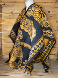 Dia de los muertos La Catrina Day of the dead Mexican calavera double sided reversible Mexico PONCHO Zarape Gaban