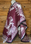 ROOSTER GALLOS cockfighting 2 sided reversible Mexican Poncho rebozo Gaban ZARAPE