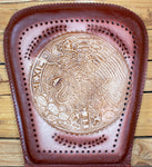 PIGSKIN LEATHER CUSHIONED universal car seat with Mexico Eagle Aguila stamped design Respaldo