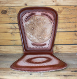 PIGSKIN LEATHER CUSHIONED universal car seat with Mexico Eagle Aguila stamped design Respaldo