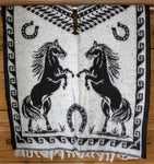 CHILDRENS YOUTH kids WESTERN Horse horseshoe 2 sided reversible Mexican Poncho rebozo gaban caballo