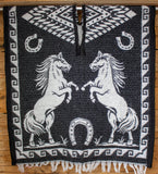 CHILDRENS YOUTH kids WESTERN Horse horseshoe 2 sided reversible Mexican Poncho rebozo gaban caballo