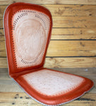 PIGSKIN LEATHER CUSHIONED universal car seat with Horse Horseshoe Caballo stamped design Respaldo