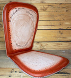 PIGSKIN LEATHER CUSHIONED universal car seat with Horse Horseshoe Caballo stamped design Respaldo