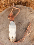 Real GOAT FOOT HOOF Handle Leather Braided Riding Horse Whip