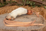 Real GOAT FOOT HOOF Handle Leather Braided Riding Horse Whip