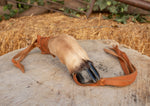 Real GOAT FOOT HOOF Handle Leather Braided Riding Horse Whip