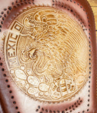 PIGSKIN LEATHER CUSHIONED universal car seat with Mexico Eagle Aguila stamped design Respaldo