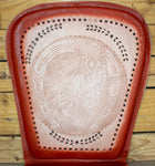 PIGSKIN LEATHER CUSHIONED universal car seat with Horse Horseshoe Caballo stamped design Respaldo