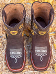 GIRLS TODDLER YOUTH WESTERN LEATHER SQUARE TOE COWGIRL BOOTS