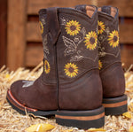 GIRLS TODDLER YOUTH WESTERN LEATHER SQUARE TOE COWGIRL BOOTS