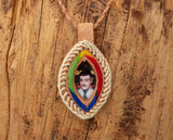JESUS MALVERDE NARCO SAINT COLORED LEATHER NECKLACE PENDANT