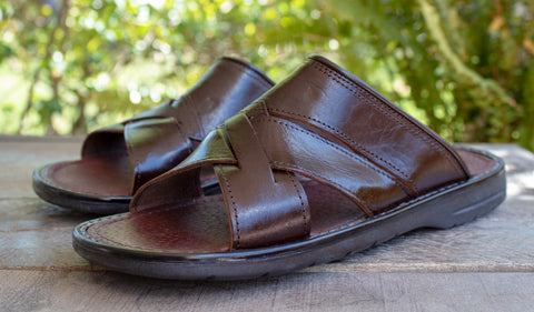 MENS STRAPPED LEATHER SLIP ON MEXICAN SANDALS