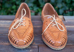 WOMENS LEATHER LACED BROWN HUARACHE MEXICAN SANDAL