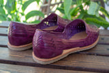 WOMENS PURPLE LEATHER HUARACHE MEXICAN SANDAL