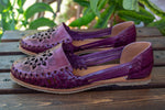 WOMENS PURPLE LEATHER HUARACHE MEXICAN SANDAL