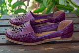 WOMENS PURPLE LEATHER HUARACHE MEXICAN SANDAL