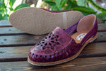 WOMENS PURPLE LEATHER HUARACHE MEXICAN SANDAL