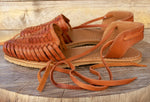 WOMENS LEATHER LACE UP FLAT HUARACHE MEXICAN SANDALS