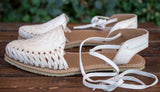 WOMENS LEATHER LACE UP ROSE STAMPED HUARACHE MEXICAN SANDALS
