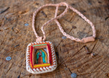 VIRGEN DE GUADALUPE VIRGIN MARY LEATHER HANDMADE NECKLACE PENDANT