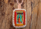VIRGEN DE GUADALUPE VIRGIN MARY LEATHER HANDMADE NECKLACE PENDANT