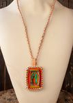 VIRGEN DE GUADALUPE VIRGIN MARY LEATHER HANDMADE NECKLACE PENDANT