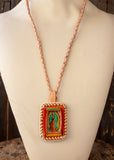 VIRGEN DE GUADALUPE VIRGIN MARY LEATHER HANDMADE NECKLACE PENDANT